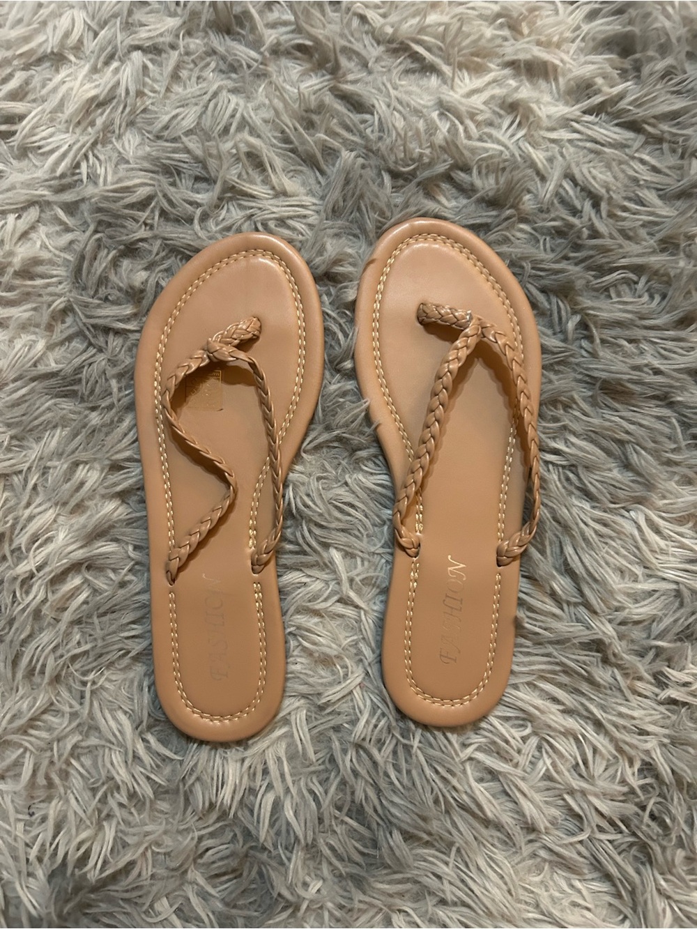SHEIN Braided Thong Sandals in Tan
